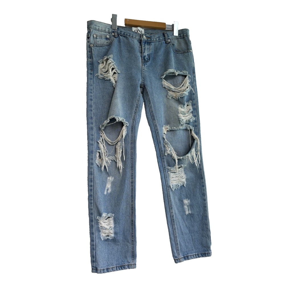 One Teaspoon Awesome Baggies Straight Leg Jeans Distressed Grunge Thrashed 31